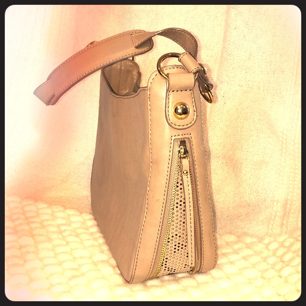 Gianni Bini Beige Purse with Side Zipper Detail